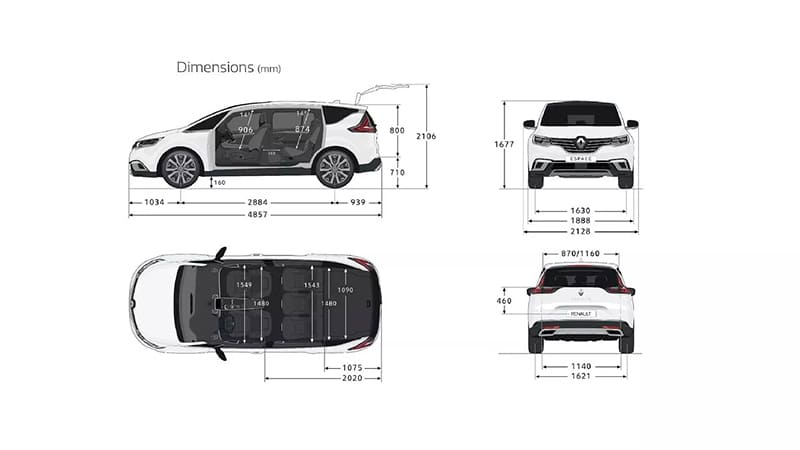 Véhicule Renault Nouvel Espace aux dimensions idéales dans le garage DV Automobiles en Vendée